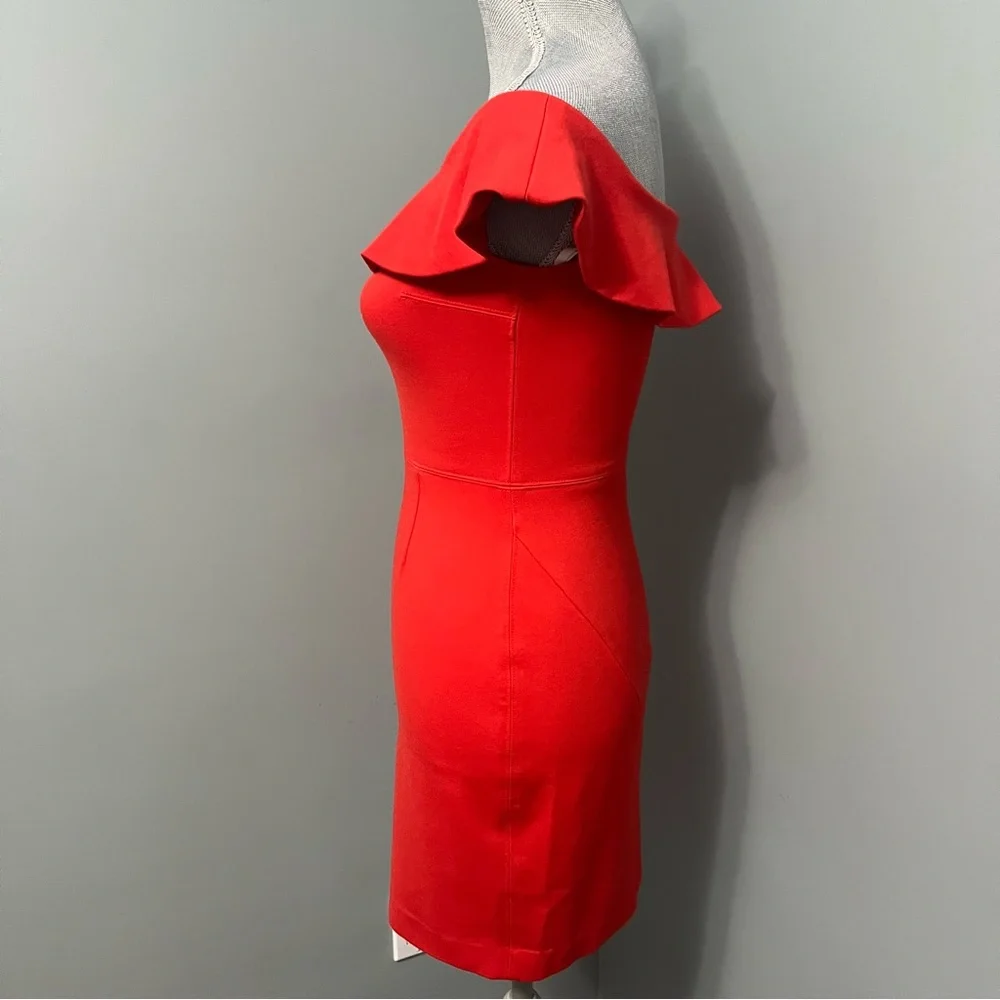 BABATON Aritzia Ruffle off the shoulder cocktail dress size 2 wedding guest - Picture 6 of 10